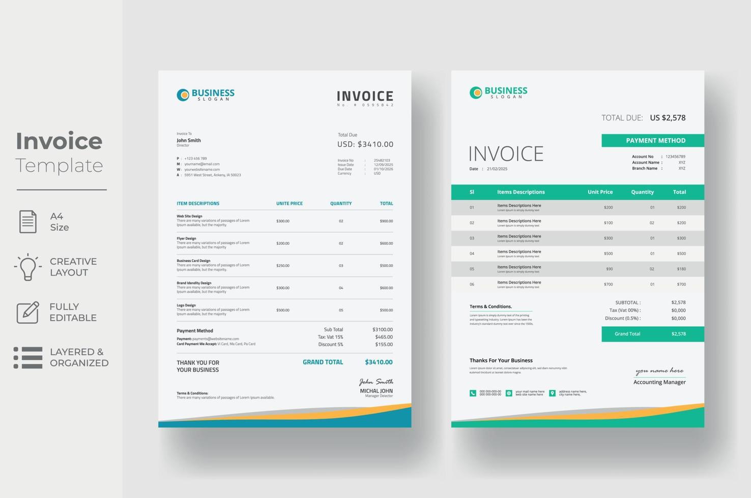 factuur minimaal ontwerp sjabloon, bedrijf factuur het formulier sjabloon vector