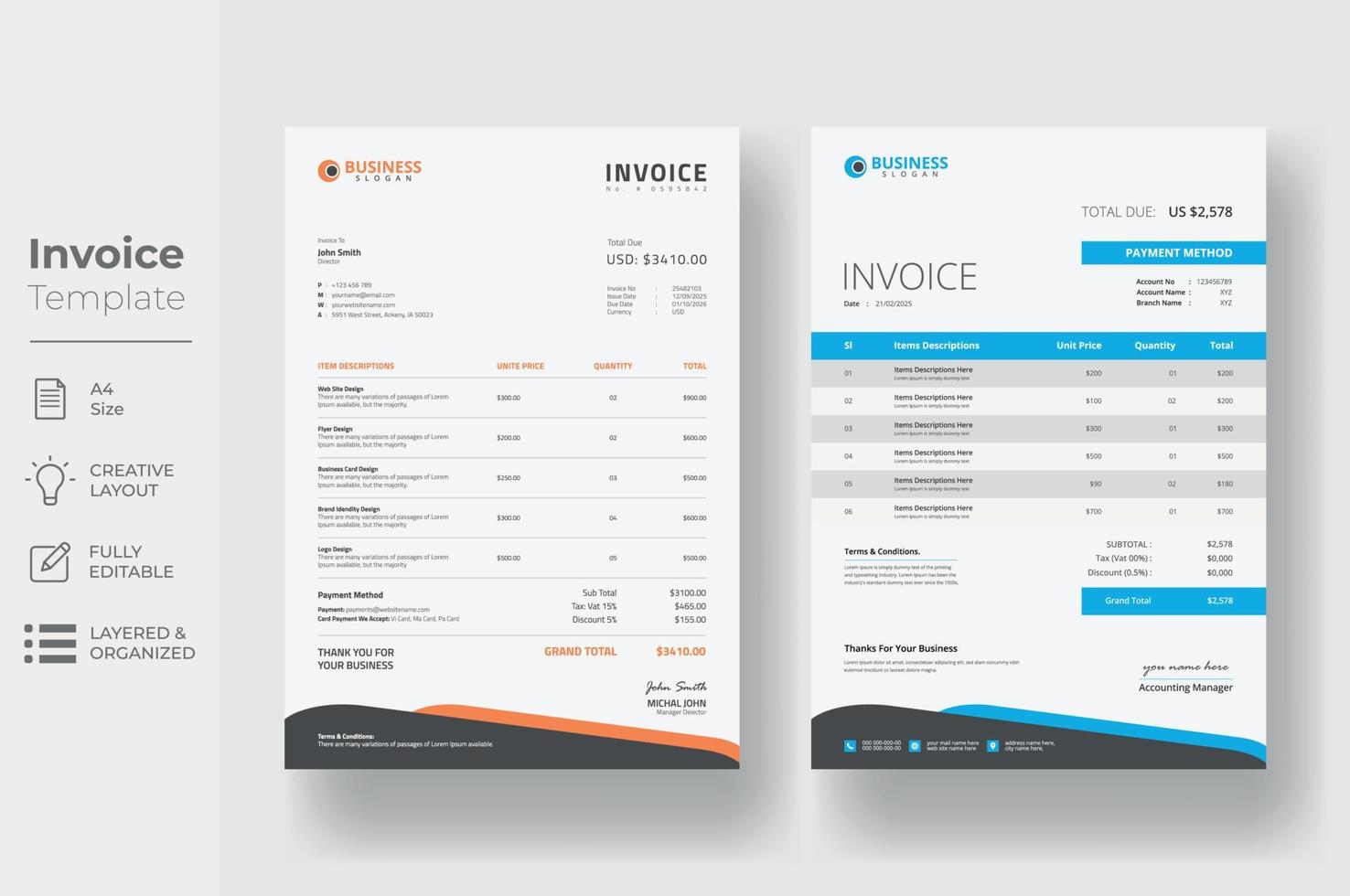 factuur minimaal ontwerp sjabloon, bedrijf factuur het formulier sjabloon vector