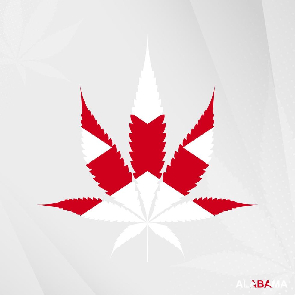 vlag van Alabama in marihuana blad vorm geven aan. de concept van legalisatie hennep in Alabama. vector