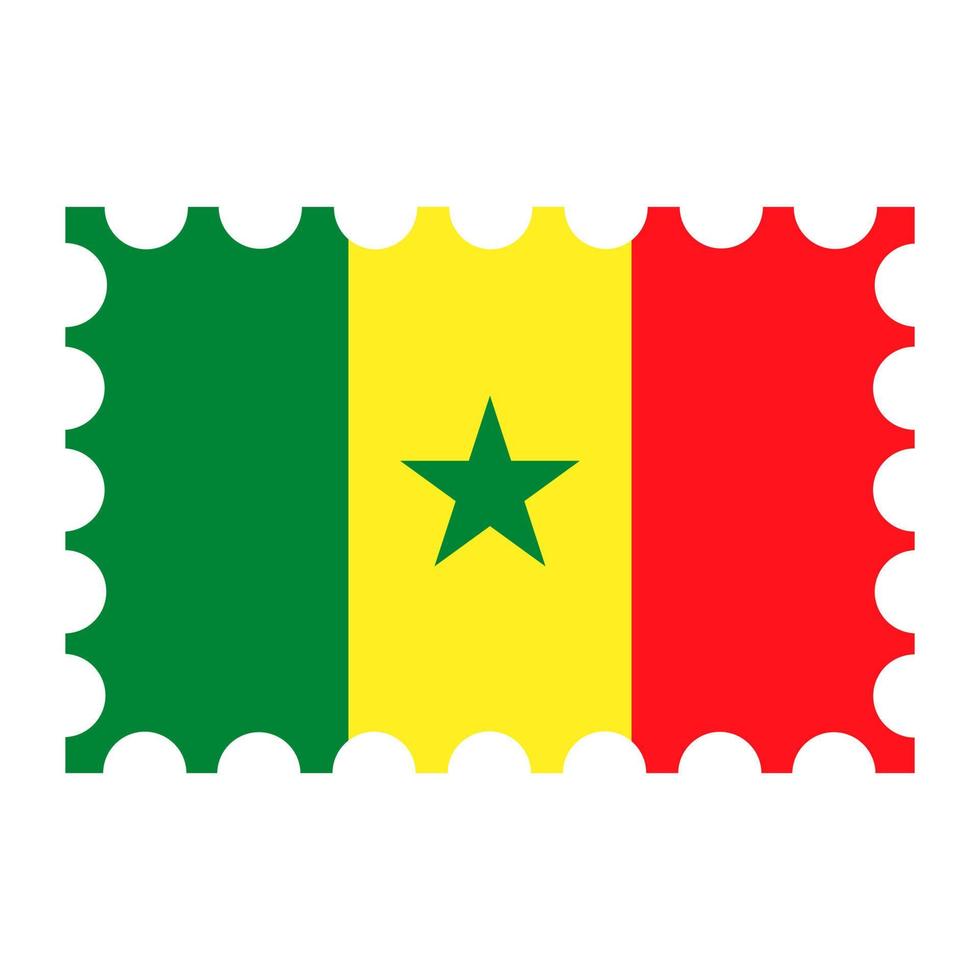 port postzegel met Senegal vlag. vector illustratie.