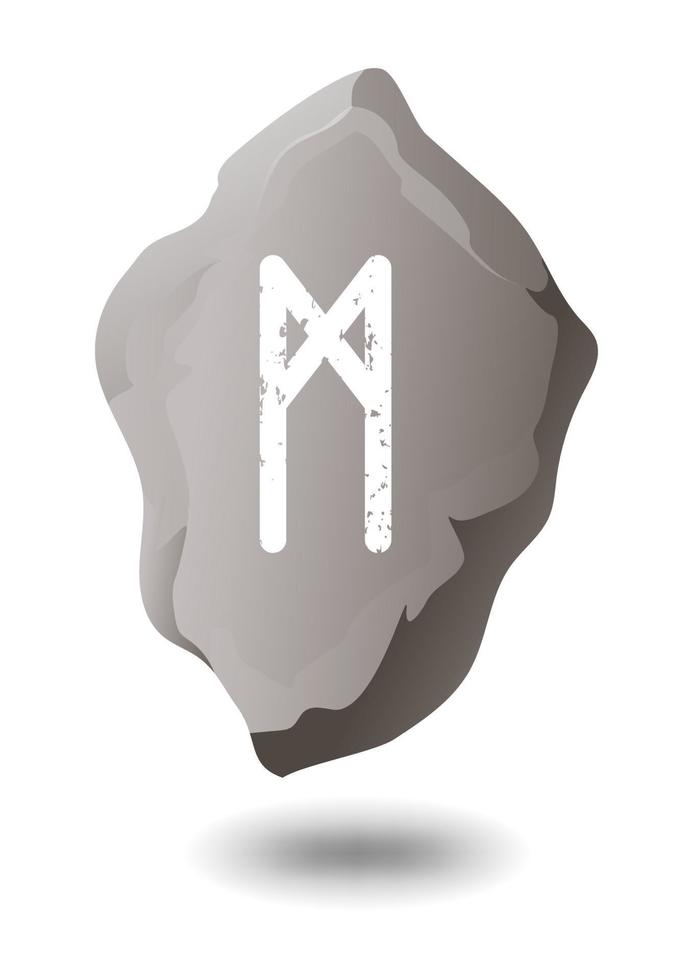 rune mannaz getekend op een grijze steen vector