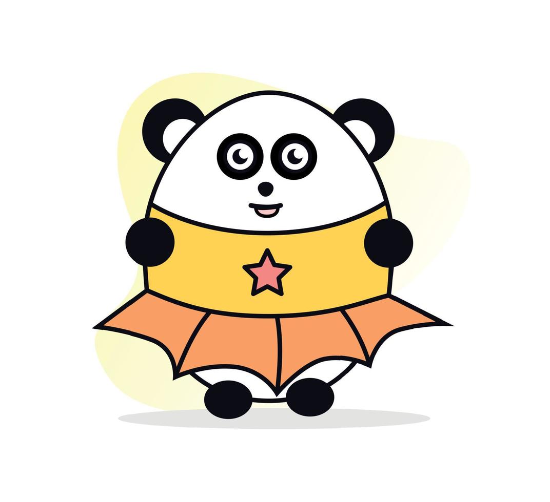 panda illustratie. beeld van een panda beer. panda in een pak. panda in kleren. weinig beer in kleren vector