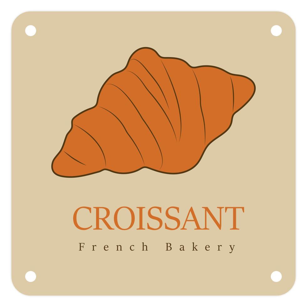 gemakkelijk croissant eigengemaakt, croissant winkel en bakkerij, gebakje logo, insignes, etiketten, pictogrammen en tekens. vector