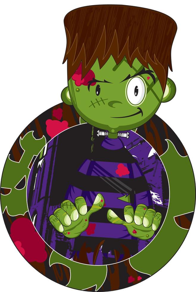 tekenfilm eng frankensteins monster - spookachtig halloween illustratie vector