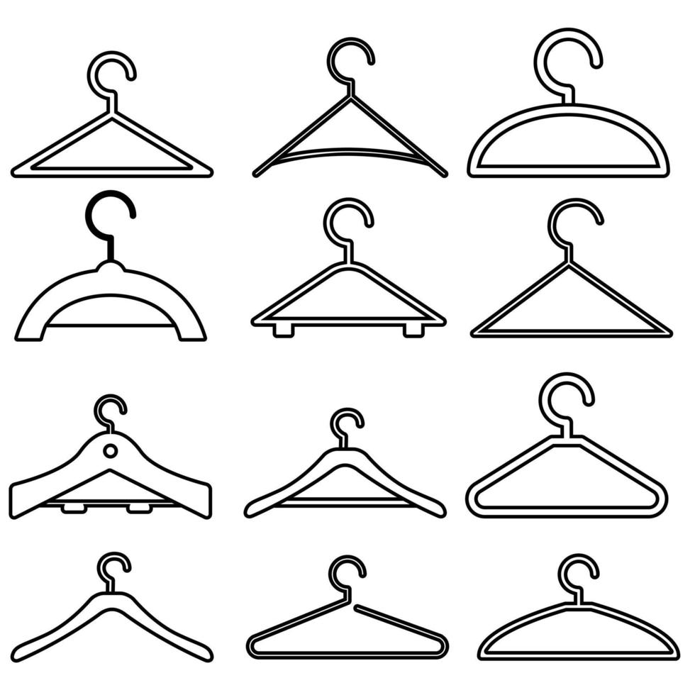 houten pak hanger vector icoon set. houten icoon. garderobe illustratie symbool verzameling.