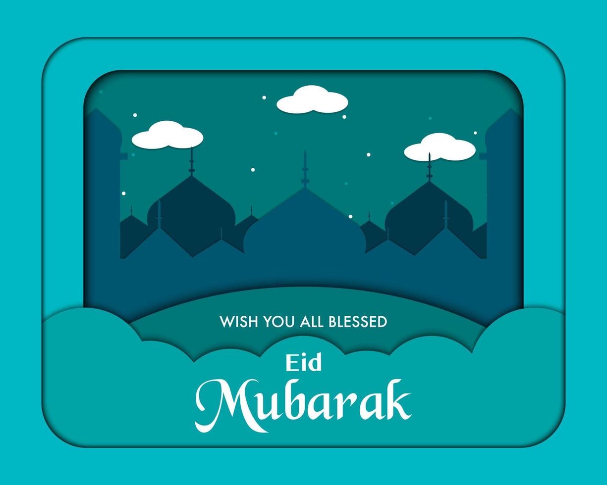 papieren kunst eid mubarak-sjabloon vector