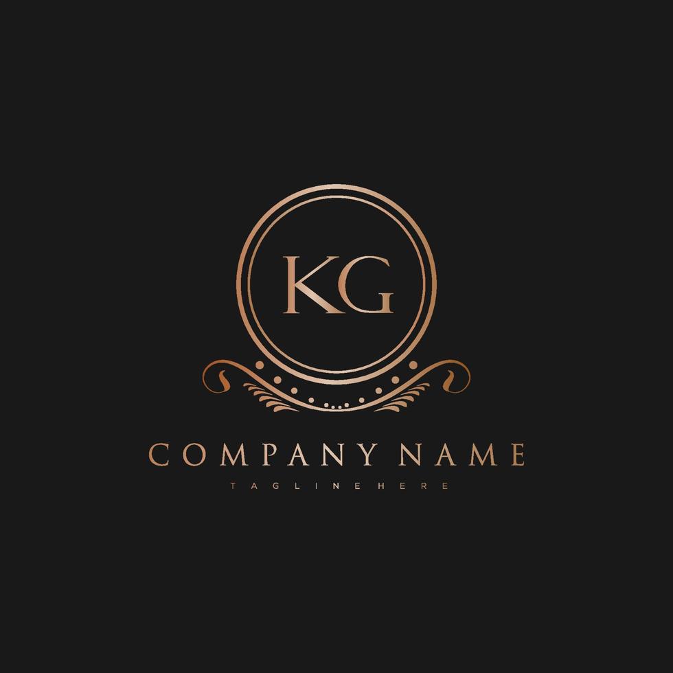 kg brief eerste met Koninklijk luxe logo sjabloon vector