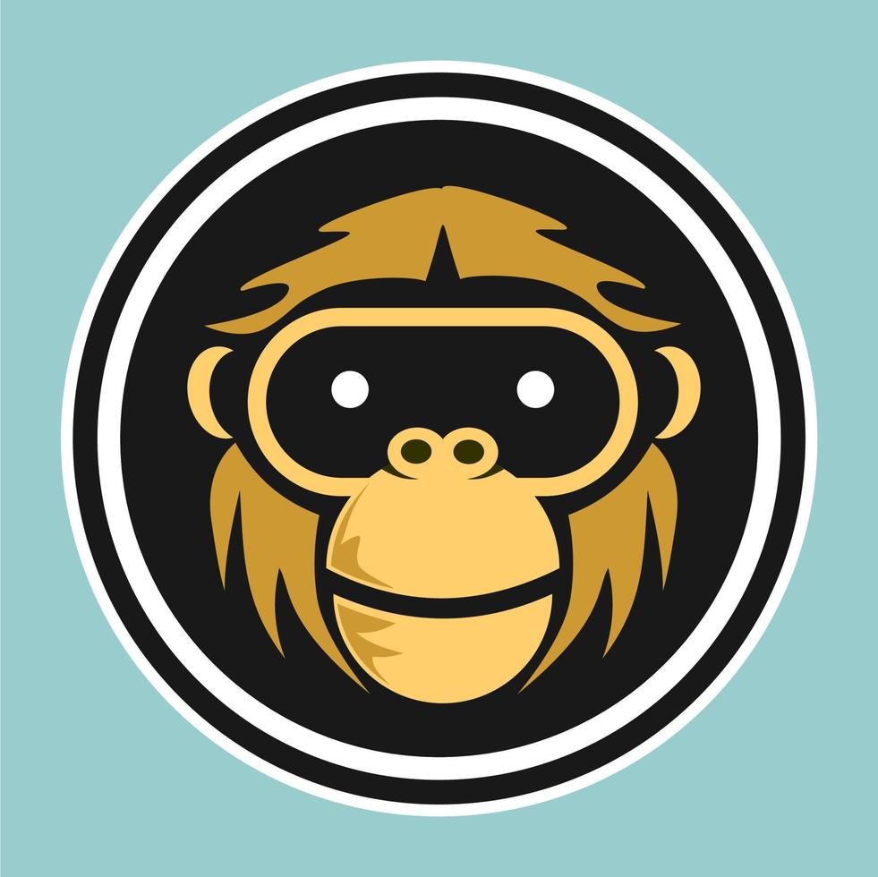 illustratie vector van aap gezicht tekenfilm karakter met pastel kleur achtergrond