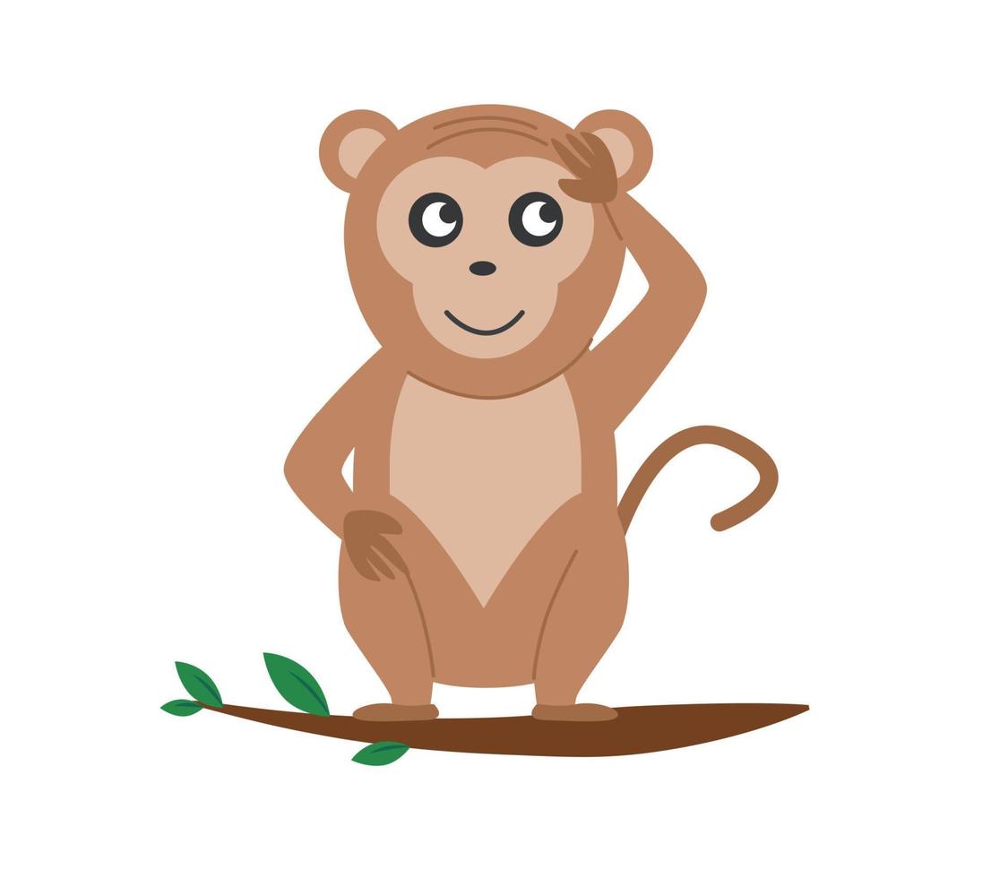 de aap is zittend Aan een Afdeling. gelukkig aap. vector illustratie.