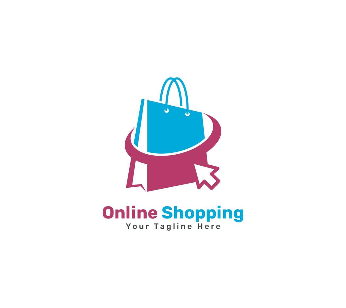 online boodschappen doen logo ontwerp Aan wit achtergrond, vector illustratie.