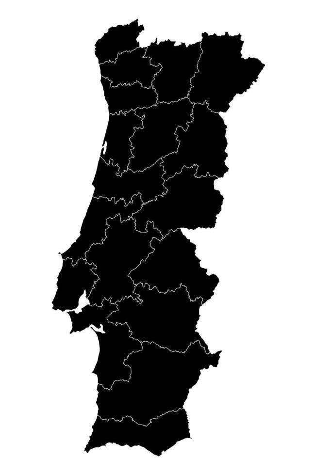 Portugal kaart met districten. vector illustratie.