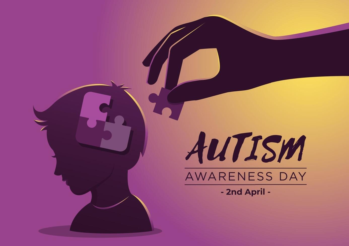 autisme bewustmakingsdag met puzzelstukjes in vlakke stijl vector