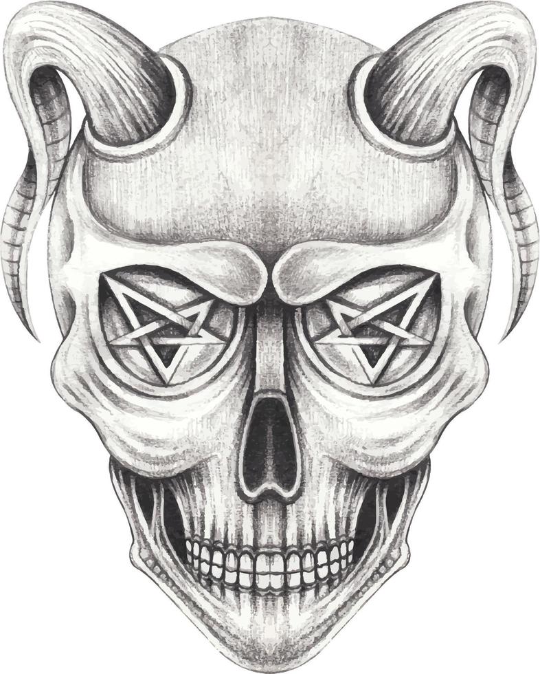 kunst surrealistische duivel schedel. hand- tekening en maken grafisch vector. vector