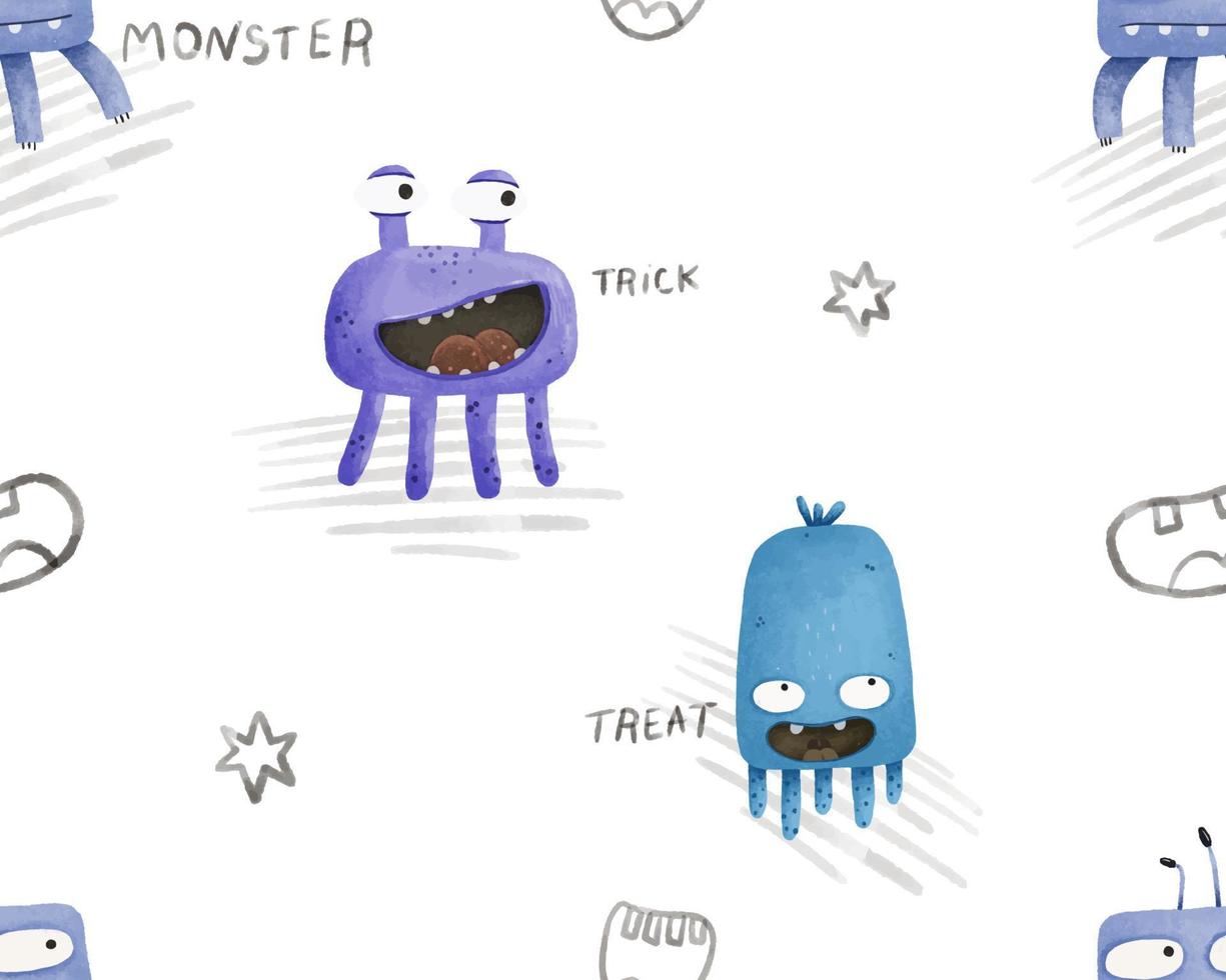 schattig naadloos patroon met monsters, kinderachtig illustratie, baby ontwerp vector