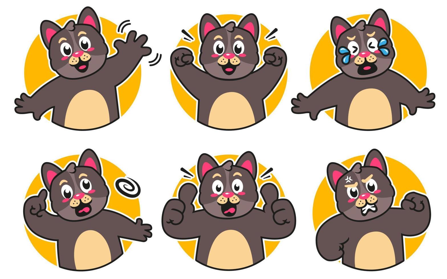 schattige kat sticker set vector