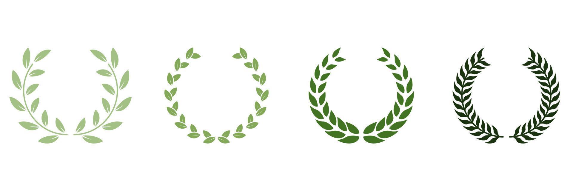 groen olijf- bladeren trofee. wijnoogst kampioen prijs symbool. laurier krans prijs silhouet icoon. cirkel Afdeling met blad zege embleem voor winnaar pictogram. krans laurier. geïsoleerd vector illustratie.