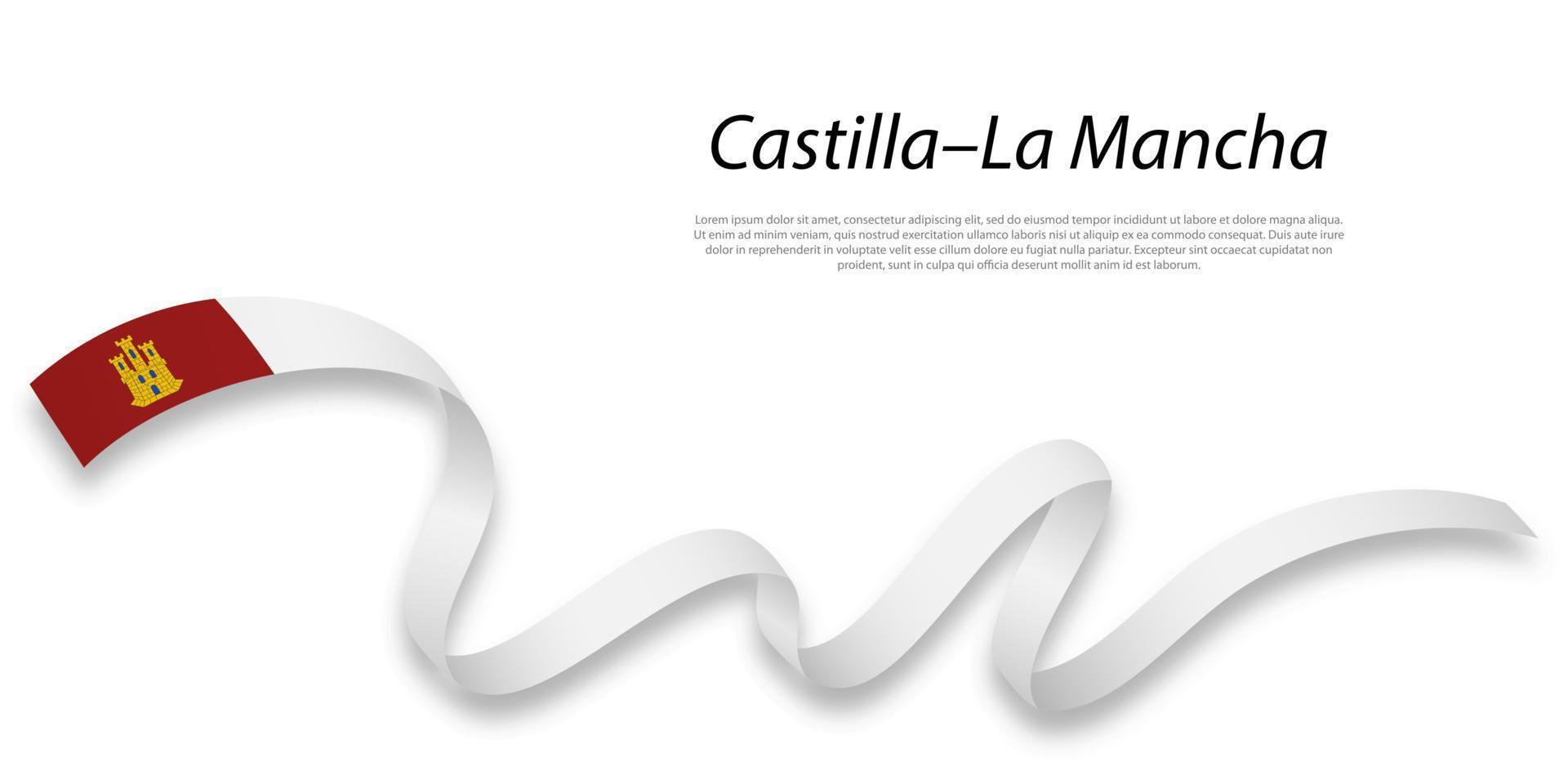 golvend lint of streep met vlag van Castilla la mancha vector