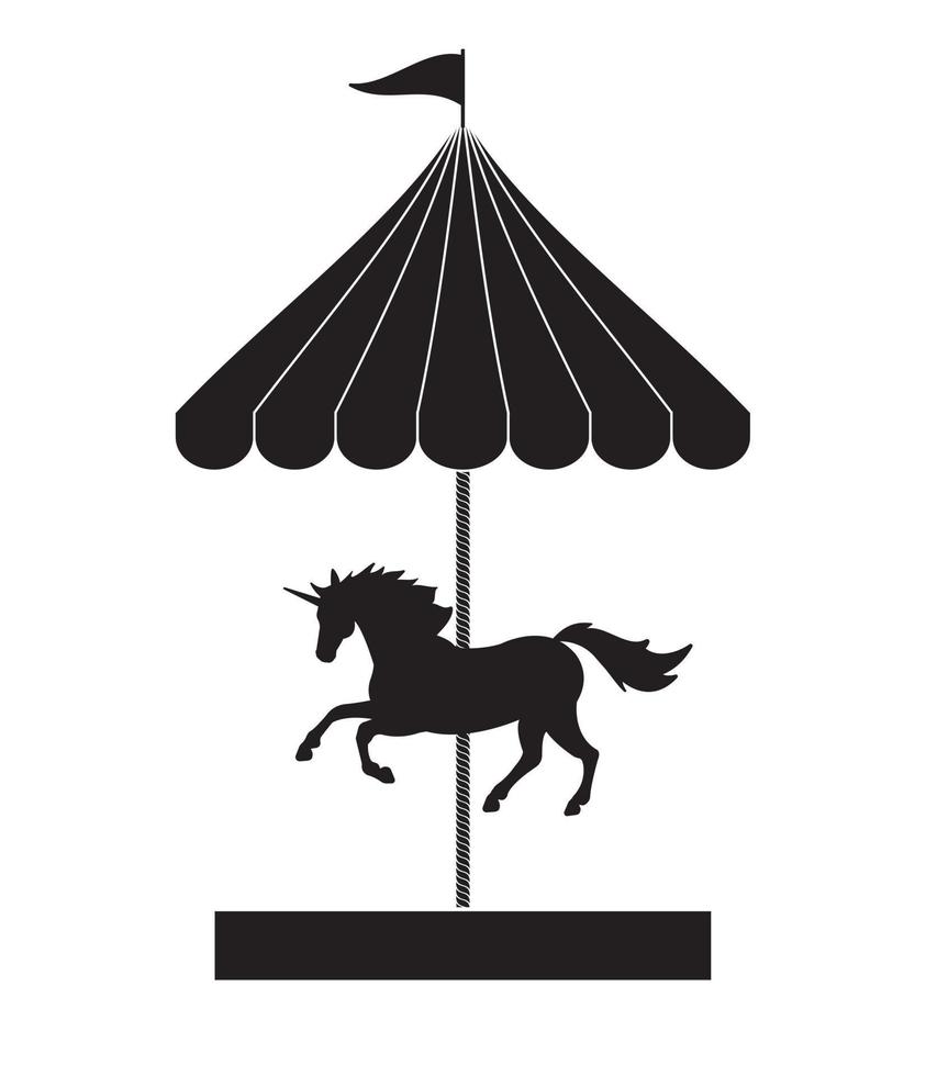 vector zwart eenhoorn carrousel silhouet