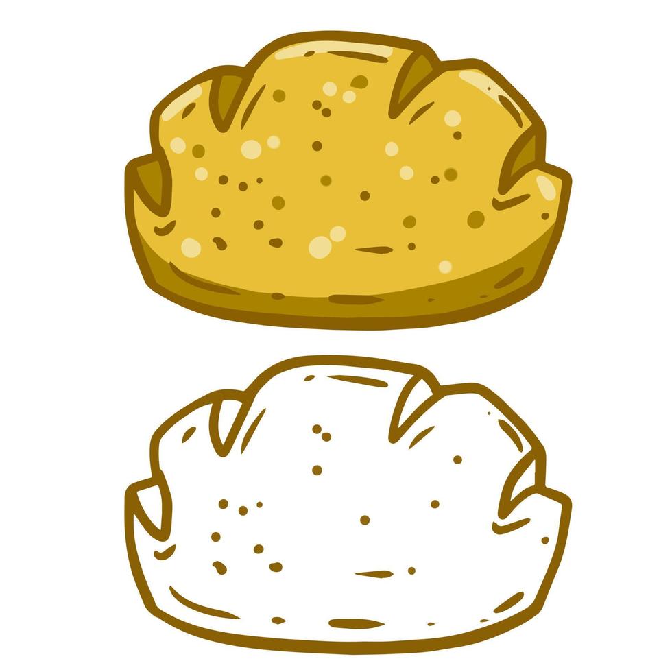 brood. tekenfilm getrokken brood. retro icoon van de bakkerij. voedsel van granen. boerderij natuurlijk Product. vector
