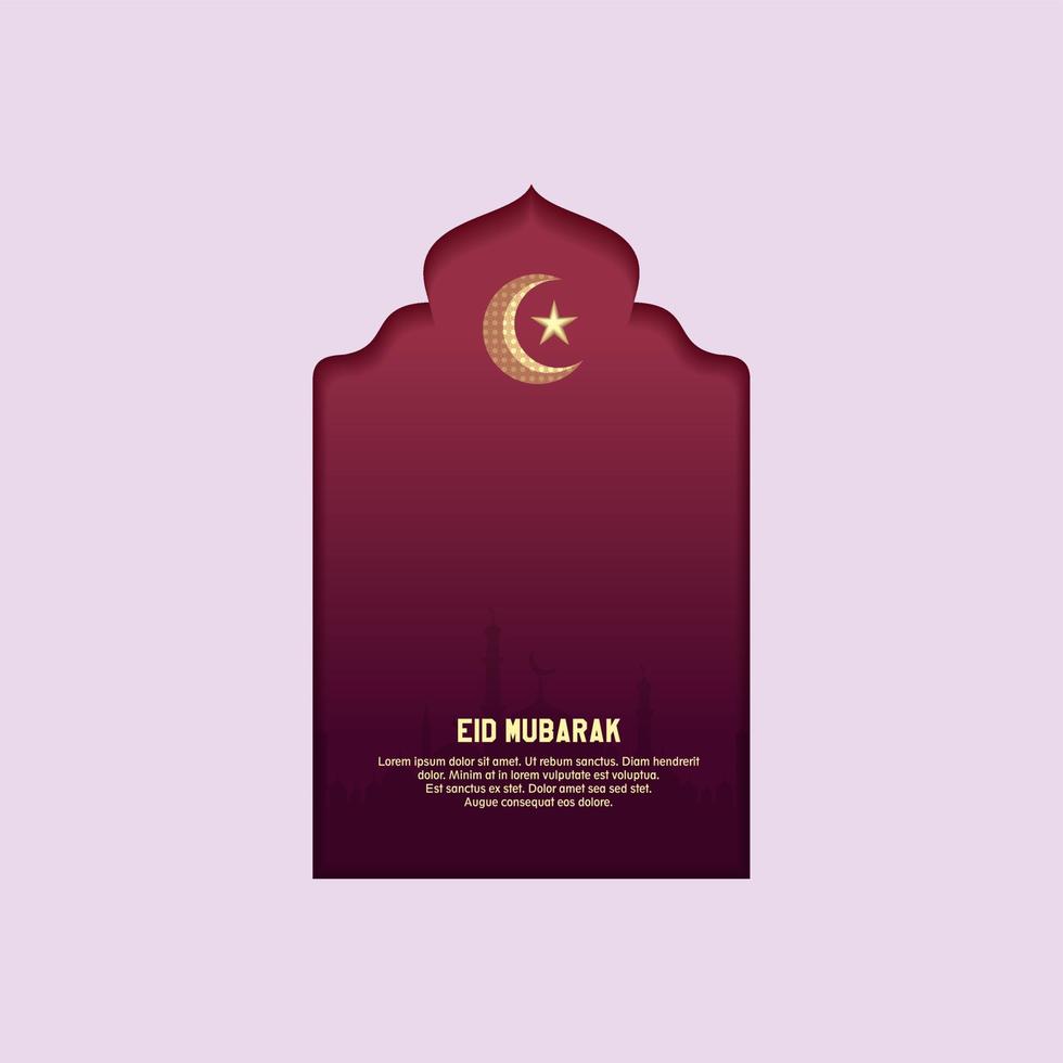 Islamitisch groet eid mubarak kaart plein achtergrond zwart goud kleur ontwerp voor Islamitisch partij vector