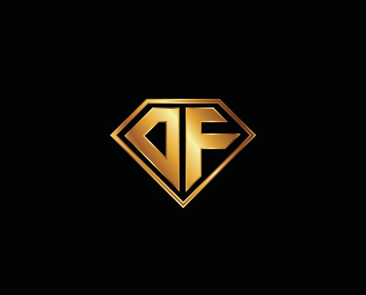 df diamant vorm goud kleur brief logo ontwerp vector