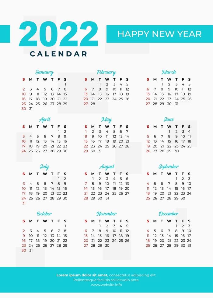 2022 blauwe lijn kalenderontwerp vector
