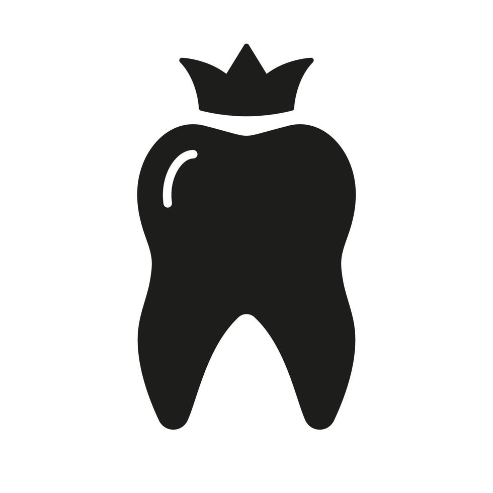 tandheelkundig kroon silhouet icoon. orthodontisch kunstgebit. tanden bescherming implantaat. tand medisch kroon. tandheelkundig behandeling teken. mondeling zorg glyph pictogram. tandheelkunde symbool. geïsoleerd vector illustratie.