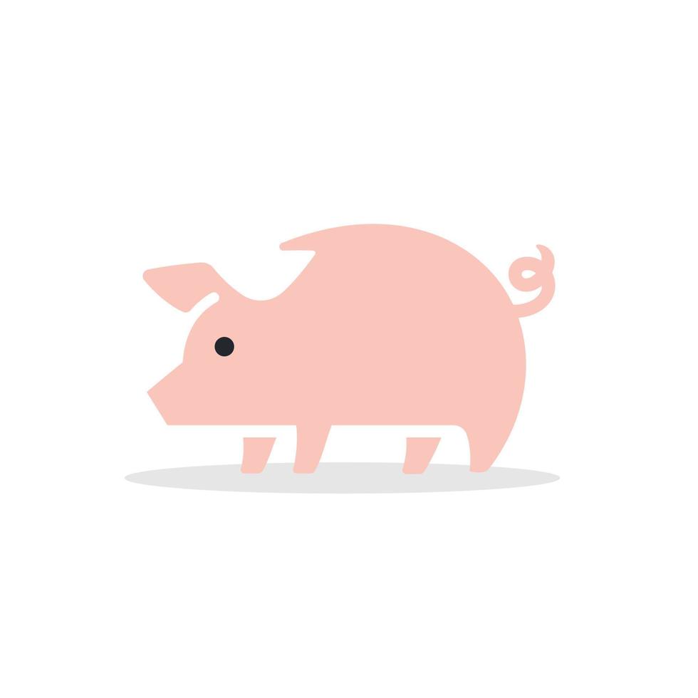 gemakkelijk roze varken klem kunst vector ontwerp. roze varkentje mascotte varkens logo icoon ontwerp illustratie