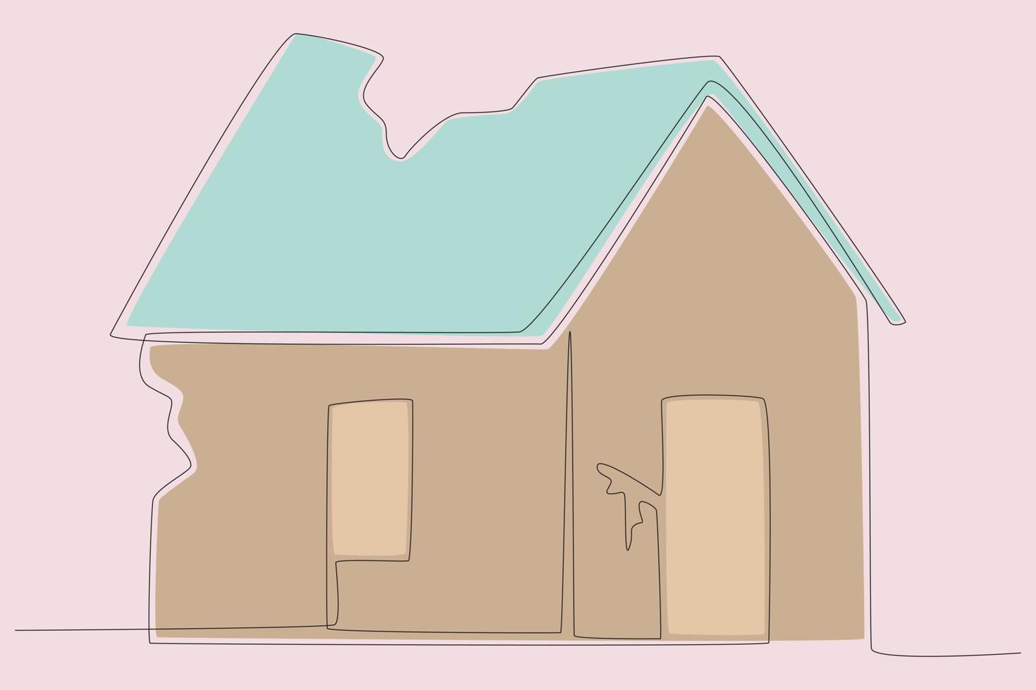 kleur illustratie van een huis gebarsten door een aardbeving vector