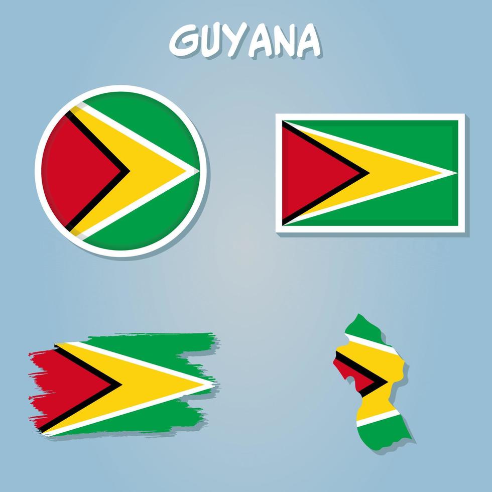 vlag kaart van Guyana, vector geïsoleerd vereenvoudigd illustratie icoon met silhouet van Guyana kaart.