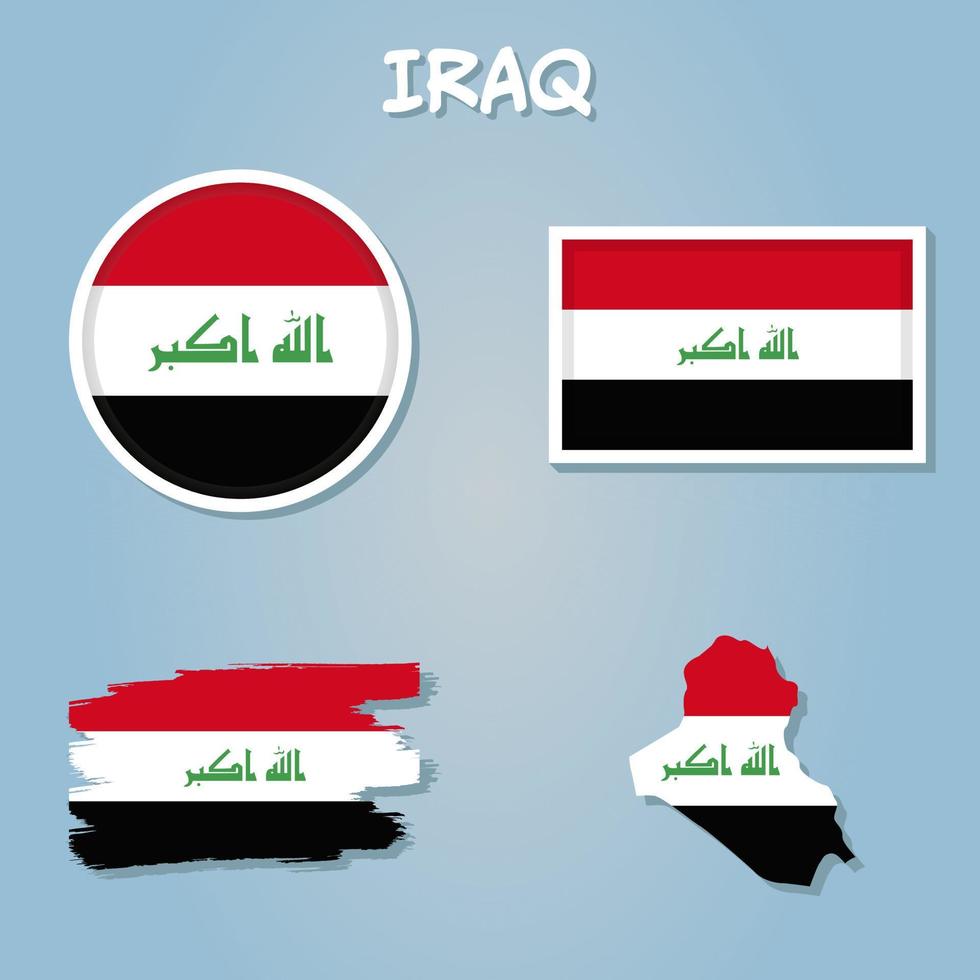 vector illustratie van Irak kaart met vlag.