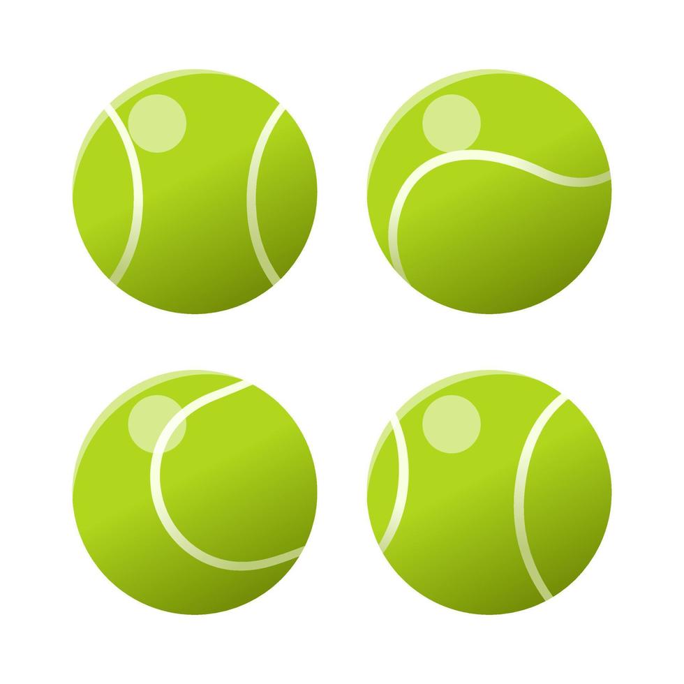 reeks van groen tennis ballen Aan wit achtergrond. vector ontwerp. sport, fitheid, werkzaamheid vector illustratie. vector elementen van uitrusting voor tennis. realistisch kleur versie