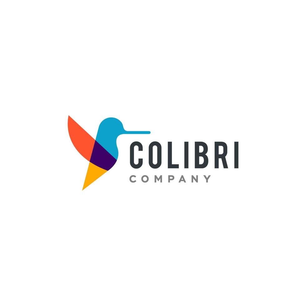 kolibrie colibri vogel kleurrijk logo icoon meetkundig abstract vorm vector illustratie