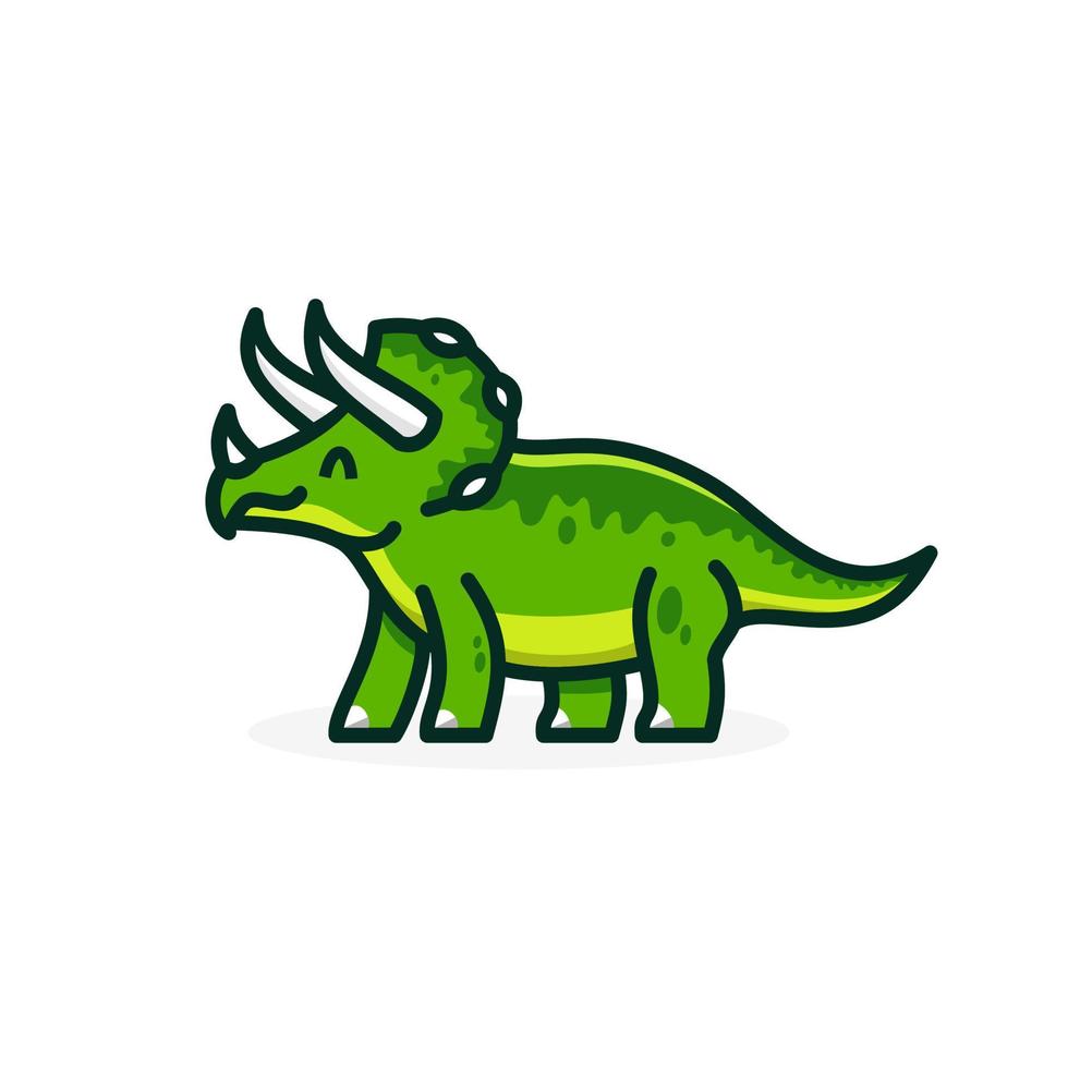 triceratops logo icoon, glimlach prehistorisch dier of dinosaurus, vector illustratie van schattig tekenfilm dino karakter voor kinderen en vodje boek