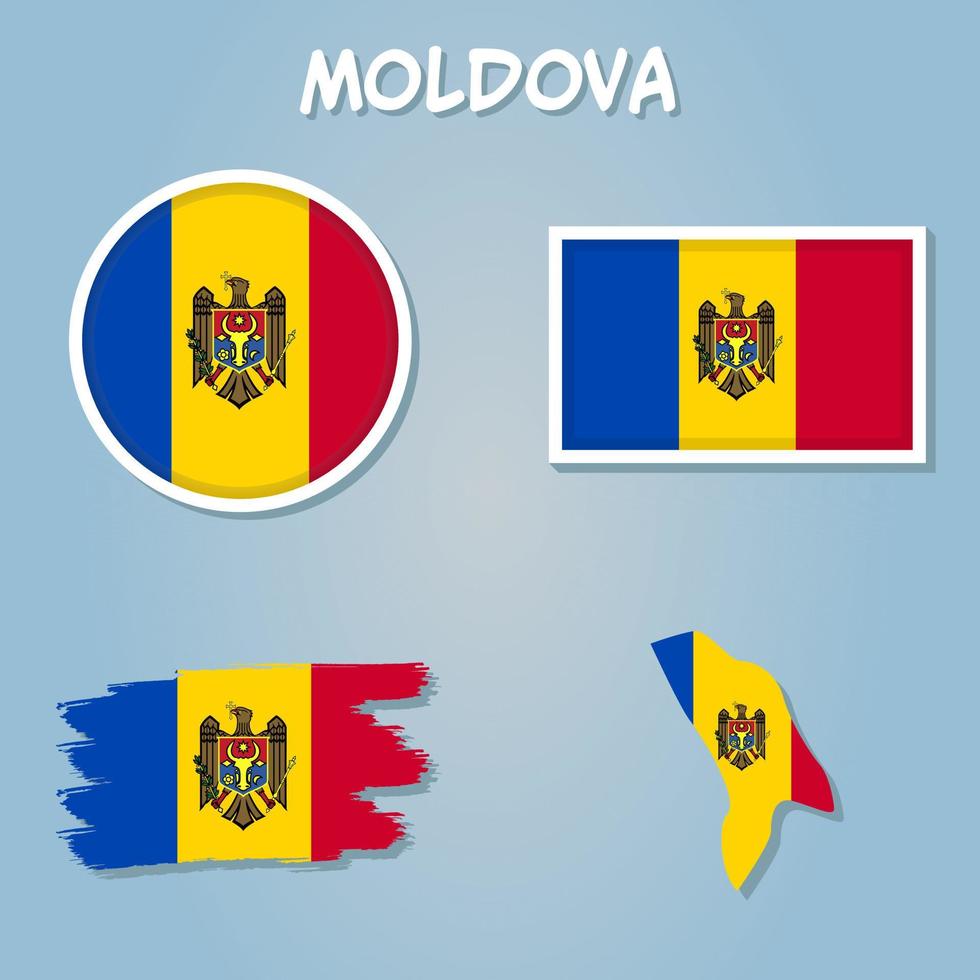 Moldavië vlag binnen de Moldavisch kaart borders vector illustratie.