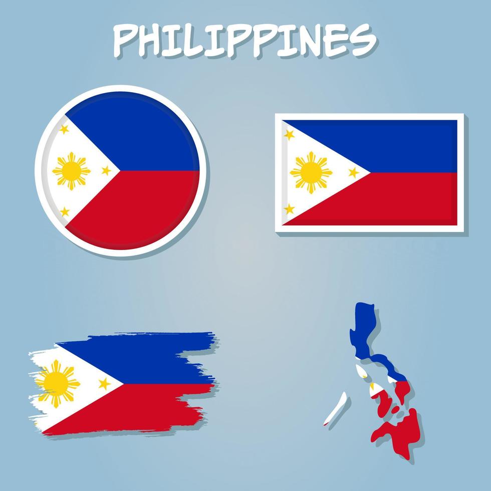 Filippijnen vector kaart met de vlag binnen.