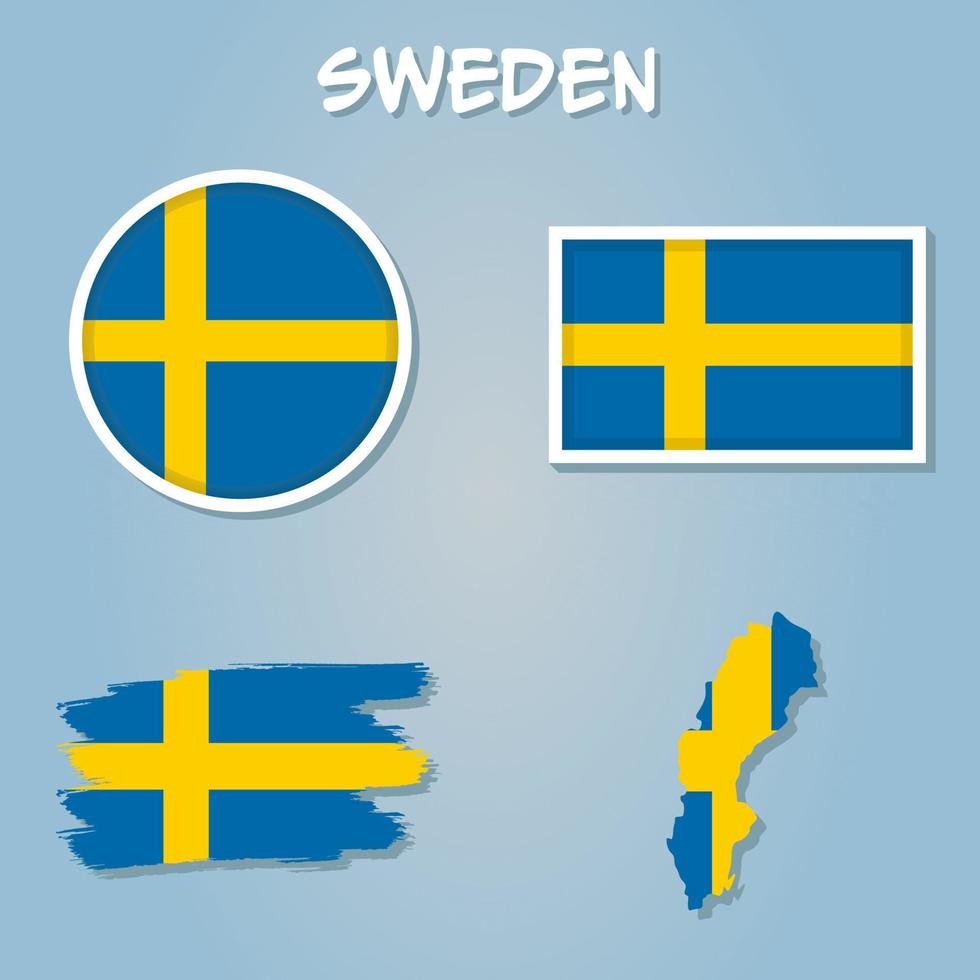 Zweden vlag kaart. kaart van de koninkrijk van Zweden met de Zweeds land spandoek. vector