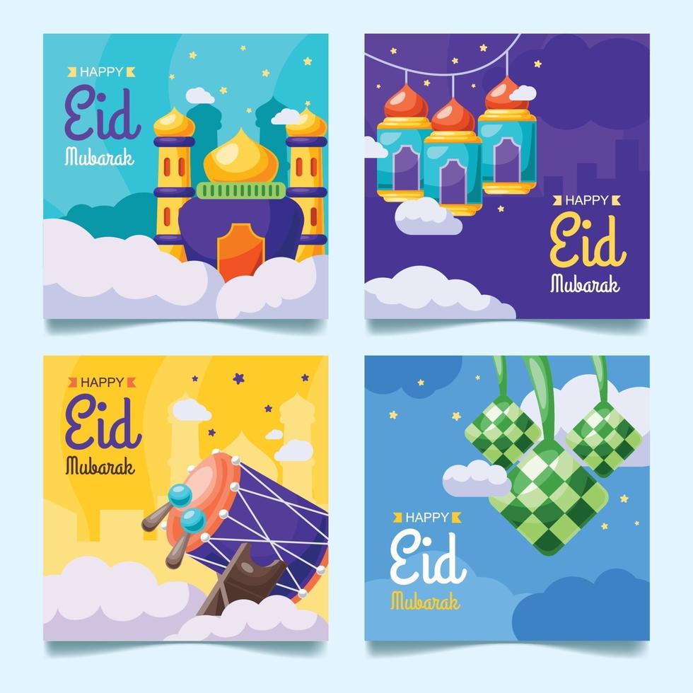 eid mubarak social media postsjabloon vector