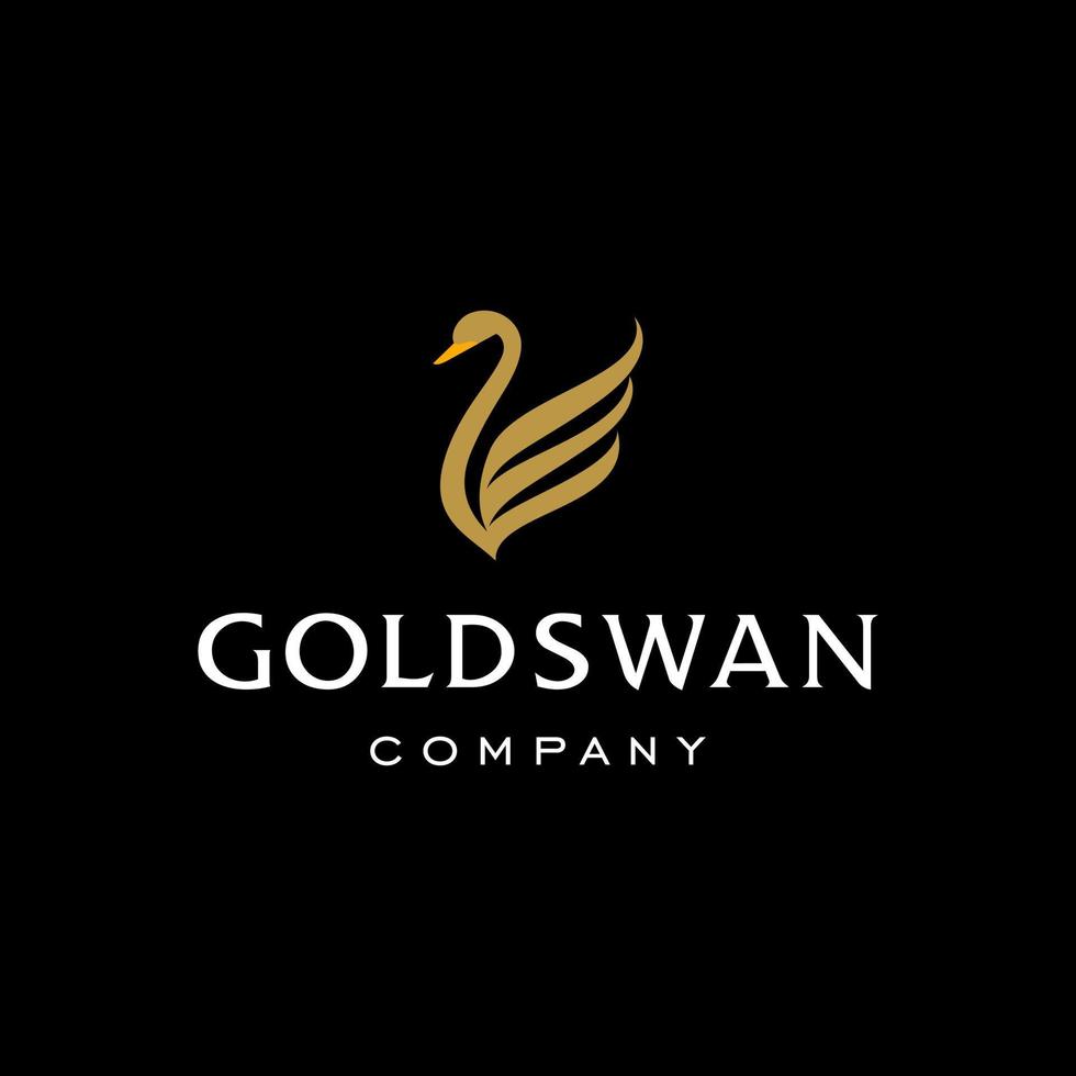 gouden zwaan logo, gans of eend icoon ontwerp vector in modieus en abstract luxe lijn schets stijl