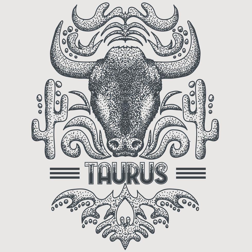 Stier dierenriem wijnoogst vector illustratie