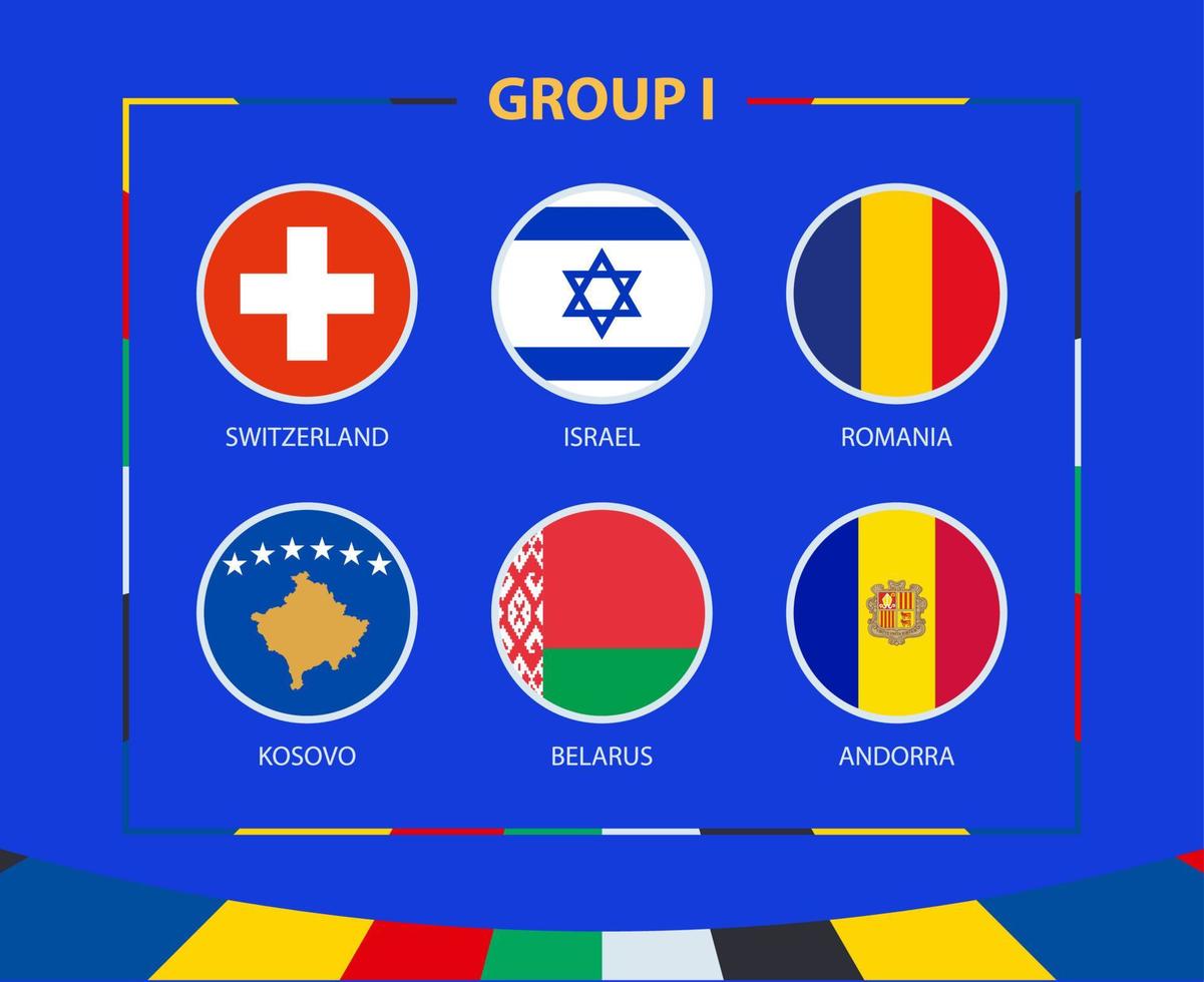 cirkel vlaggen van groep i. deelnemers van in aanmerking komende Europese Amerikaans voetbal toernooi 2024. vector