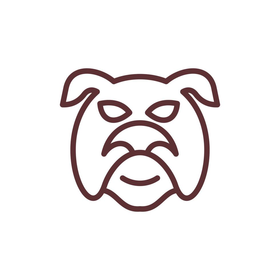 bulldog hoofd schattig lijn gemakkelijk ontwerp vector