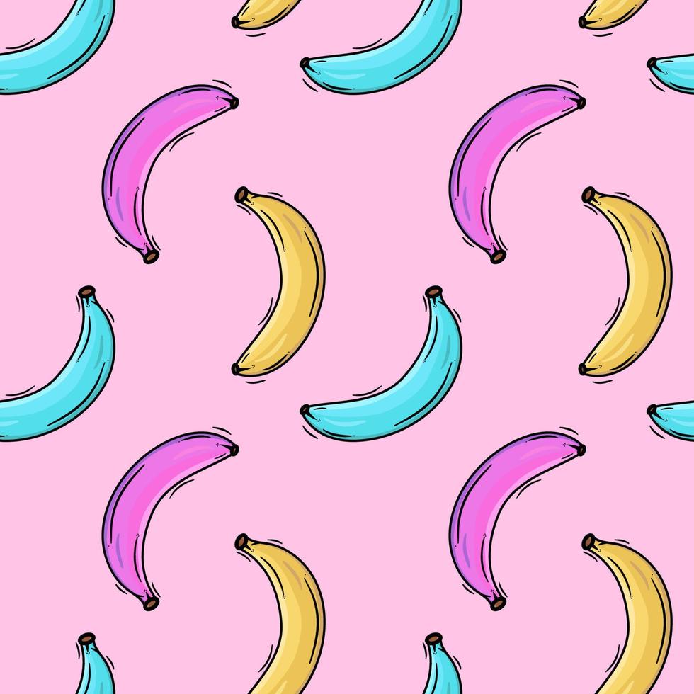 banaan naadloos patroon. zomer helder kleurrijk ornament. roze achtergrond. vector ontwerp.