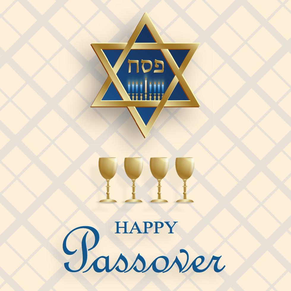 gelukkig Pascha kaart, de pessah vakantie met mooi hoor en creatief Joods symbolen vector