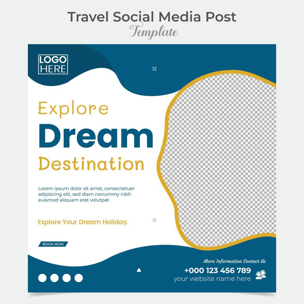 vakantie toerisme en reizen sociaal media post en plein folder post banier sjabloon ontwerp vector