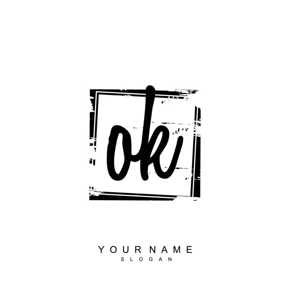 eerste OK monogram met grunge sjabloon ontwerp vector