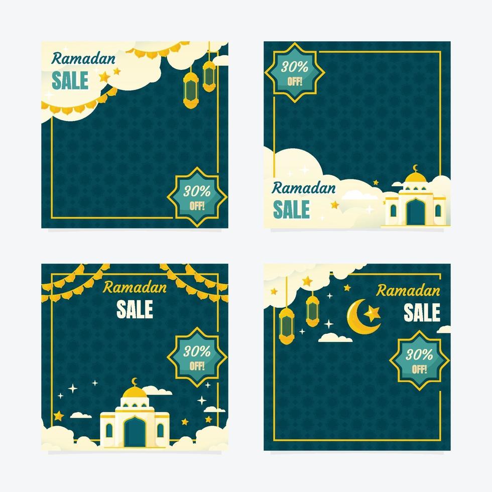 gelukkige ramadan verkoop sociale media post vector