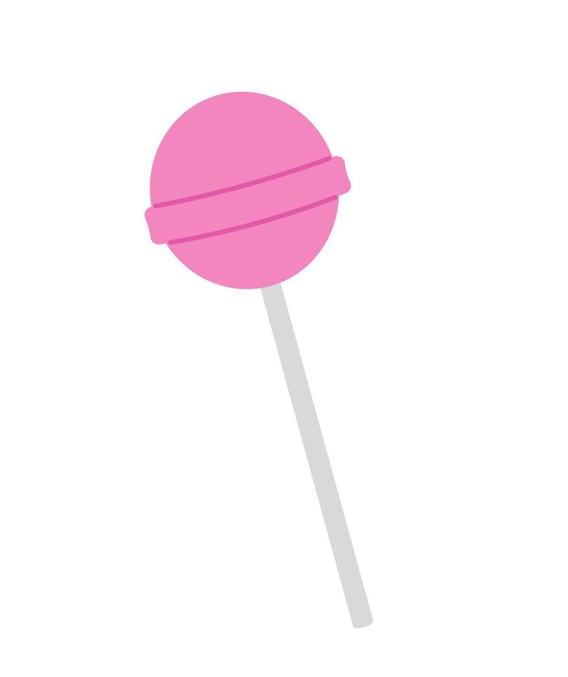 roze lolly. ronde zoet snoep Aan een stok. vector illustratie geïsoleerd Aan wit achtergrond in vlak stijl.