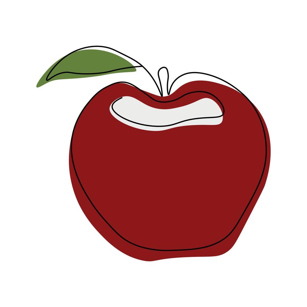 tekening van een appel getrokken met een doorlopend lijn vector