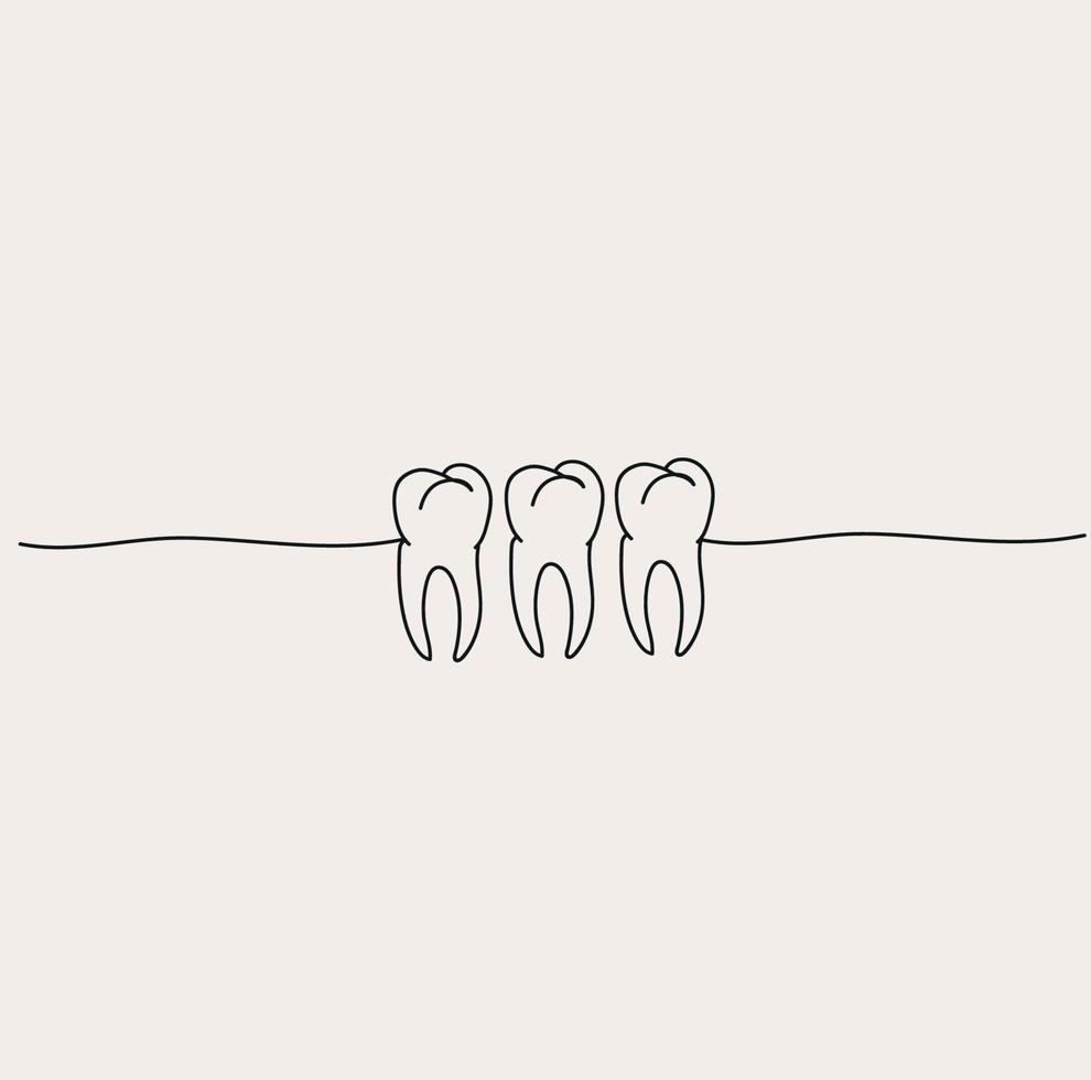 minimalistische tandarts lijn kunst, tanden schets tekening, tandheelkundig kantoor, gemakkelijk schetsen, vector ontwerp